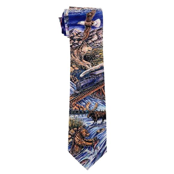 90s Alaskan Scenic neck tie Dem Crazy 1990s vintage - Picture 1 of 8